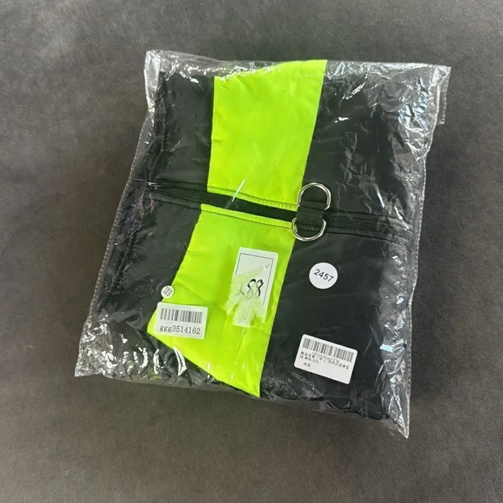 Dog Coat Black & Neon Yellow Zip Up No Pull Design D-Rings for Leash Size 5XL